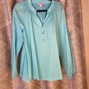 Lilly Pulitzer silk blouse large turquoise